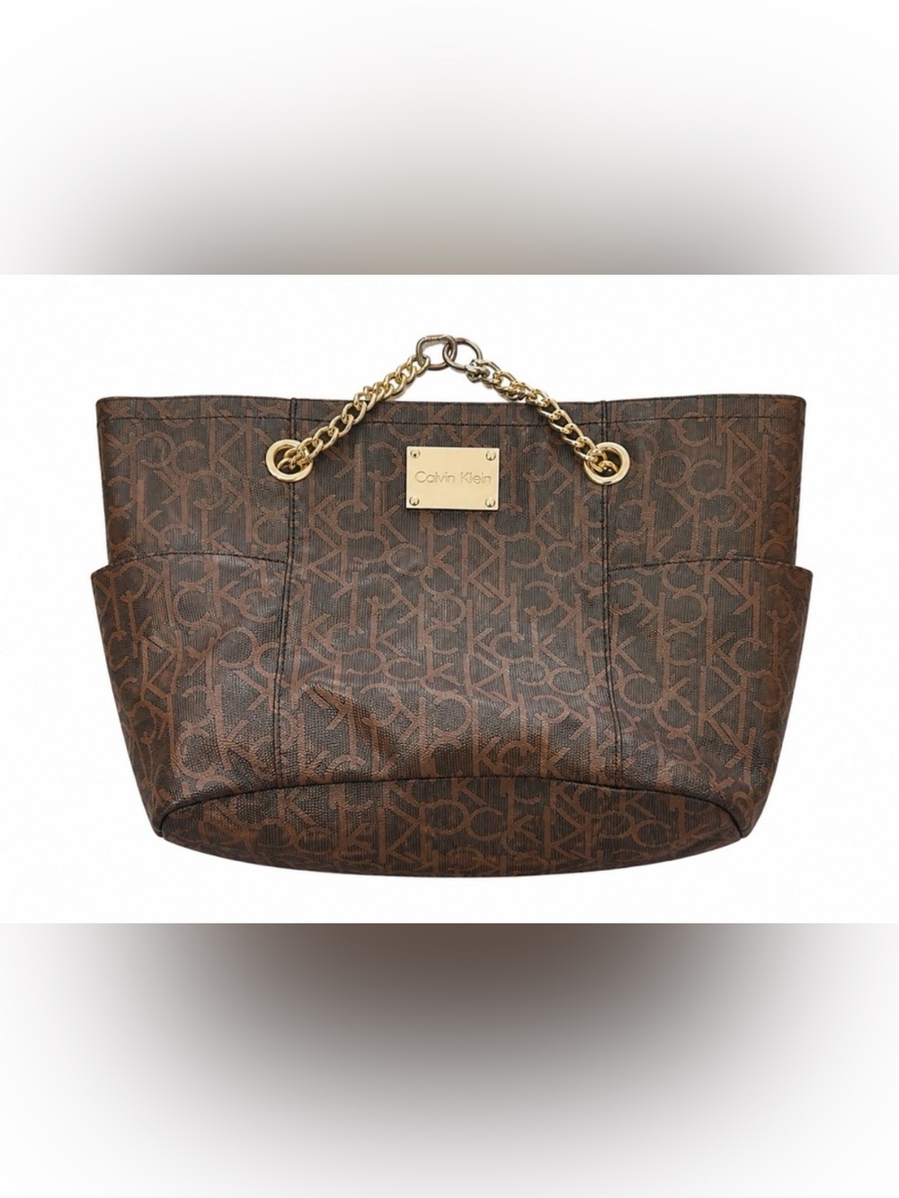 * purse perfect! Chains need replaced/added Calvin Klein Brown Monogram Tote